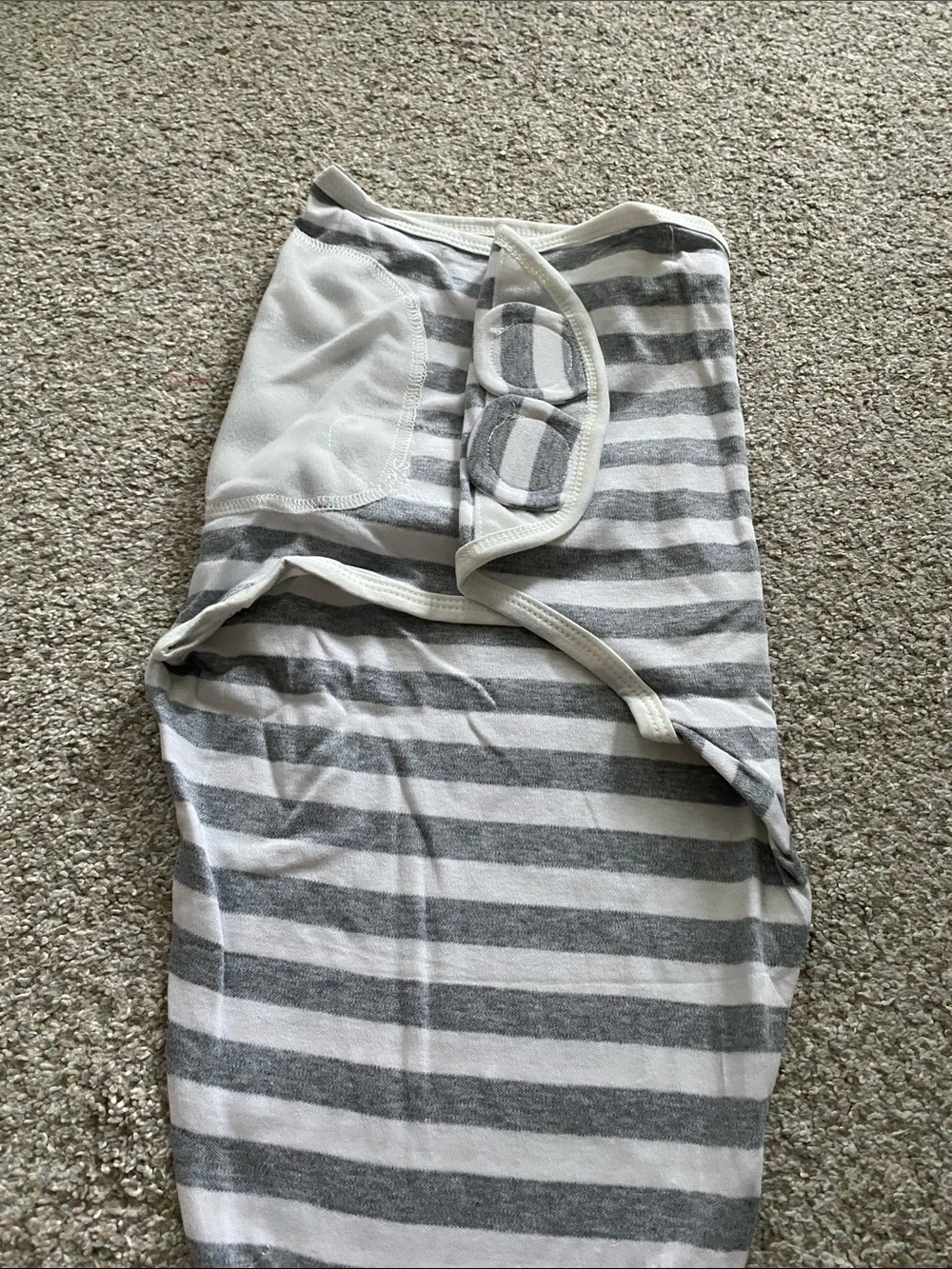 New Grey White Stripe Infant Swaddle Wrap Easy Fastener Sleep Sack